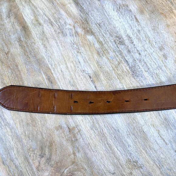 Justin Top Grain Leather Belt (Broken Post American Flag Buckle) Size 38 - Picture 9 of 9